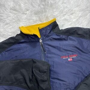 Vintage 1990s Polo Ralph Lauren Flag Nylon Bomber Jacket Men's XL ColorBlock USA